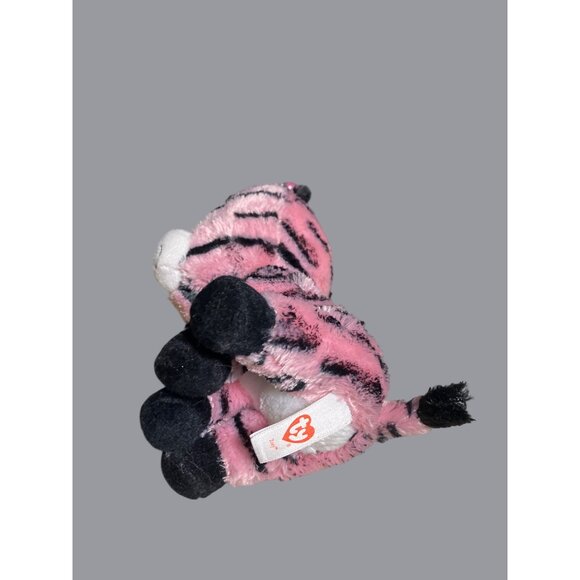 Ty Beanie Boos Zoey Plush Pink Zebra With Glittery Eyes  Stripes Stuffed Animal - Picture 11 of 12